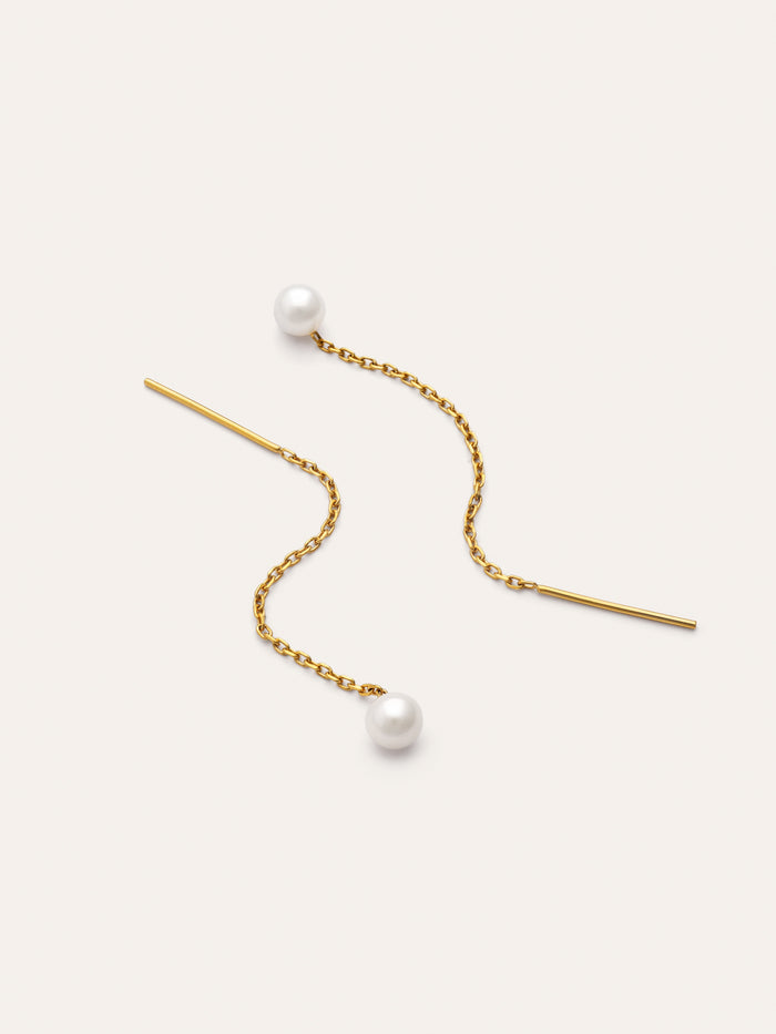 Pendientes Falling Pearl Acero Baño Oro