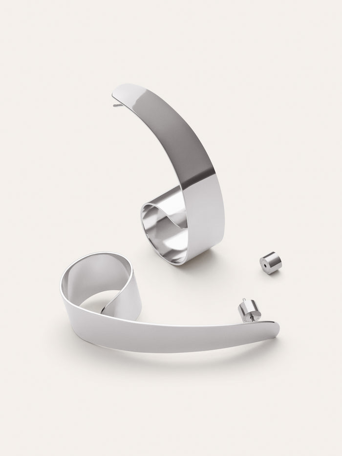Pendientes Long Caracola Acero