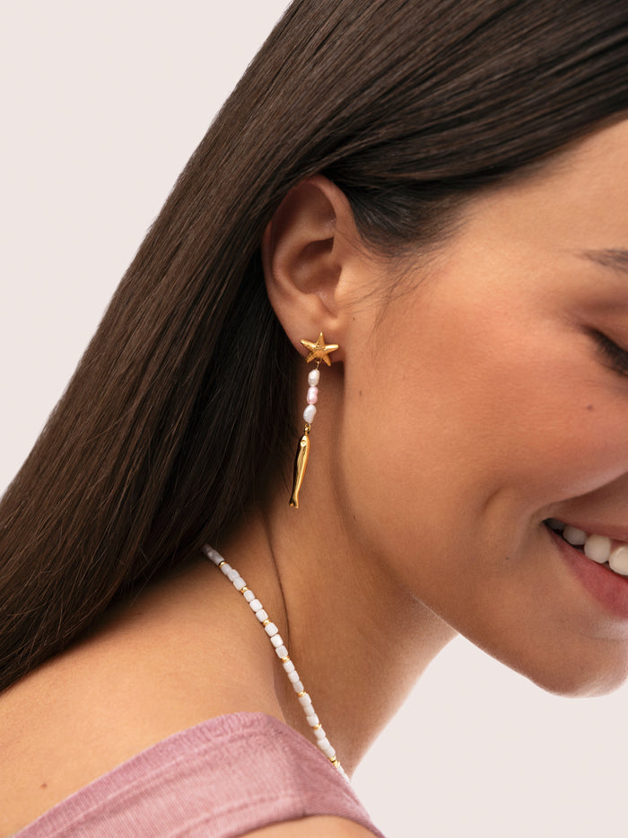 Pendientes Long Costa Acero Baño Oro