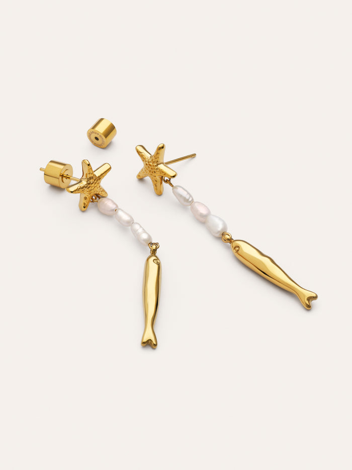Pendientes Long Costa Acero Baño Oro