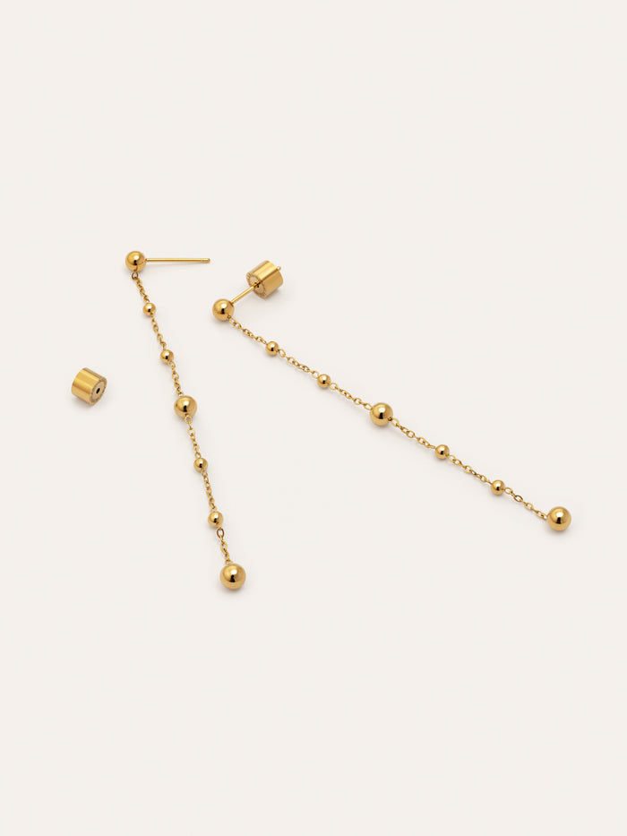 Pendientes Long Drop Bomb Acero Baño Oro