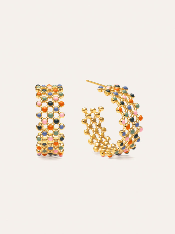 Pendientes Mini Bomb Enamel Acero Baño Oro