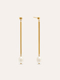 Pendientes Pearl Stick Acero Baño Oro
