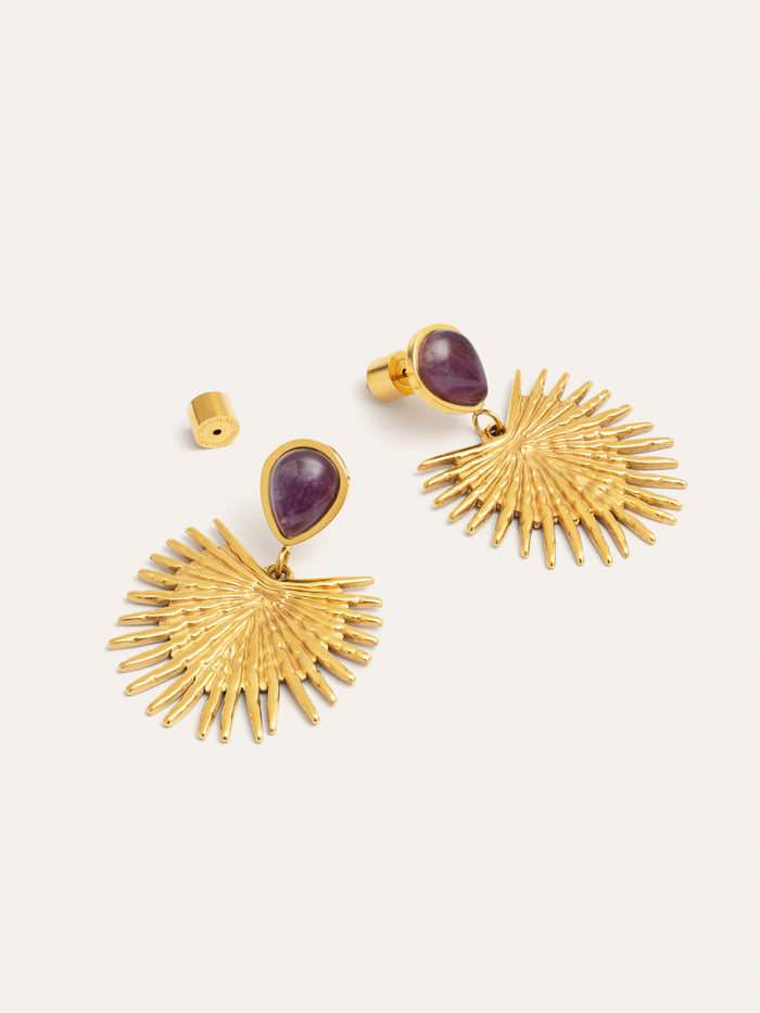 Pendientes Purple Catalina Acero Baño Oro