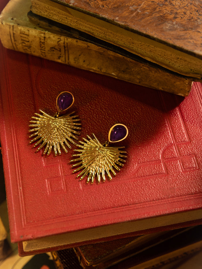 Pendientes Purple Catalina Acero Baño Oro