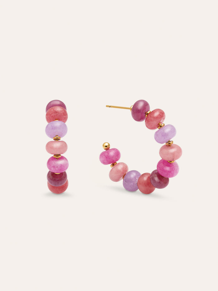 Pendientes Rosé Stones Acero Baño Oro