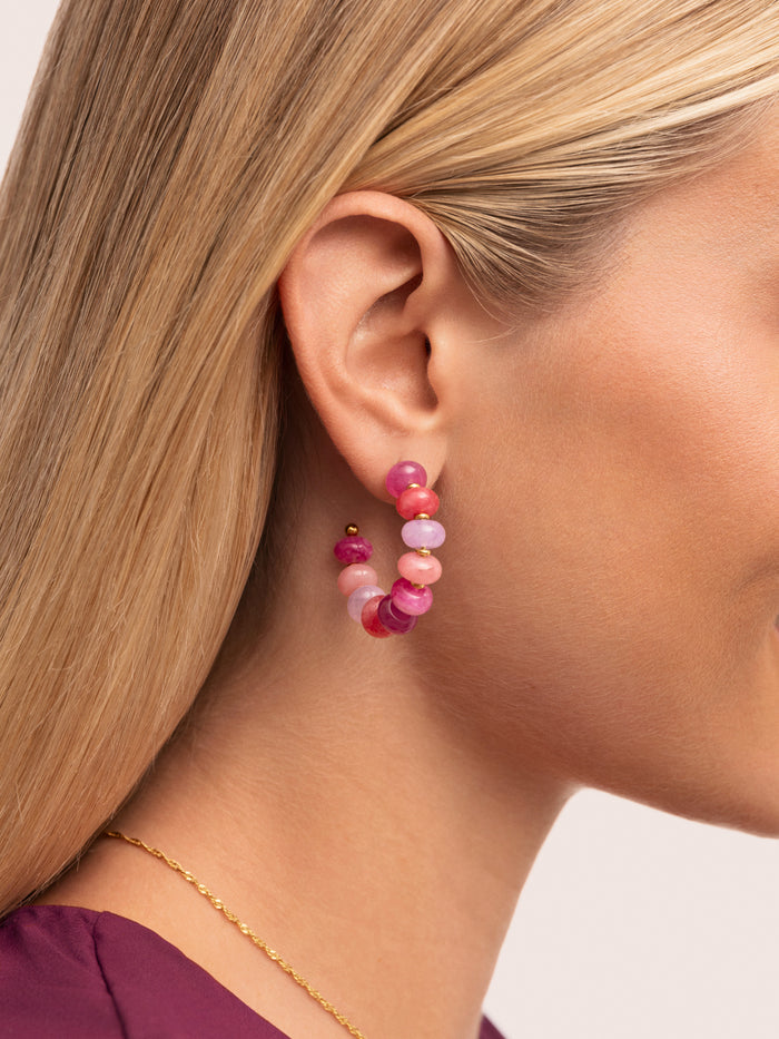 Pendientes Rosé Stones Acero Baño Oro