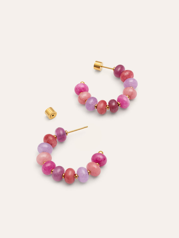 Pendientes Rosé Stones Acero Baño Oro