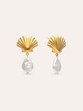 Pendientes Shelly Perla Acero Baño Oro
