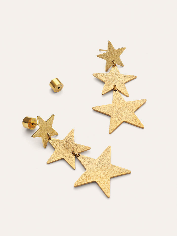 Pendientes Shinning Stars Acero Baño Oro