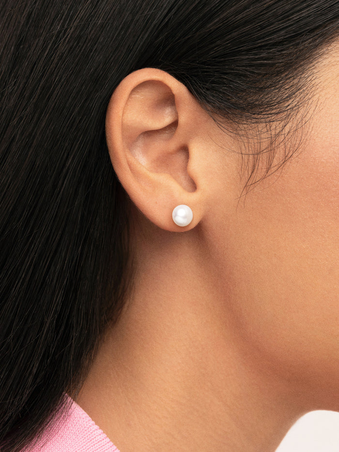 Pendientes Single Pearl Acero