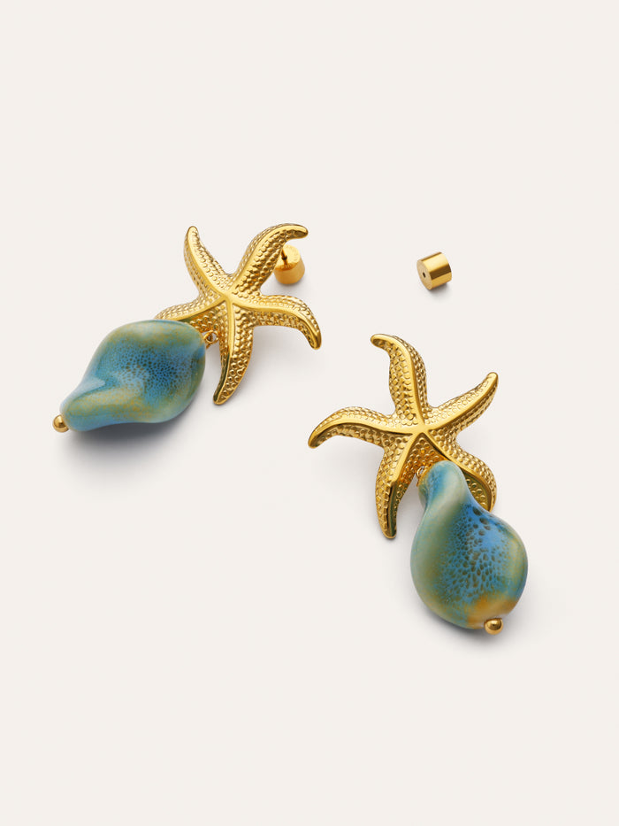 Pendientes Starfish Wave Acero Baño Oro