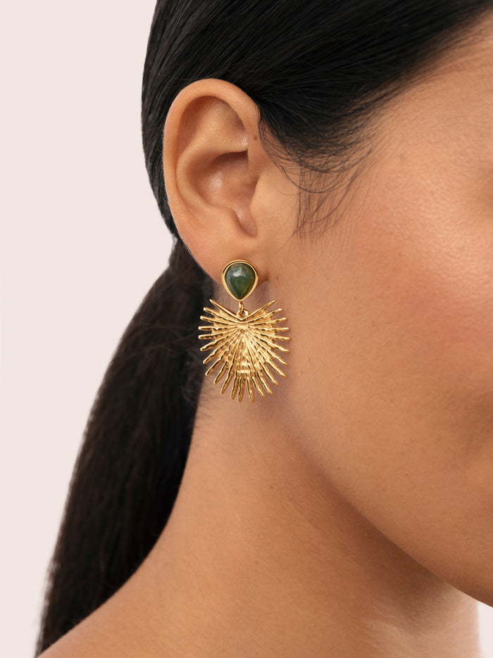 Pendientes Verde Catalina Acero Baño Oro