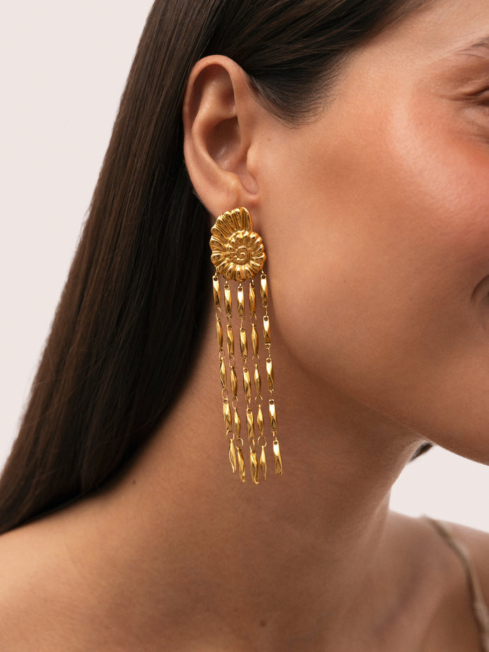 Pendientes Zafira Shells Acero Baño Oro