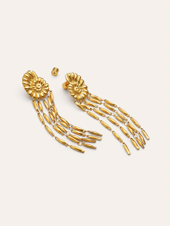 Pendientes Zafira Shells Acero Baño Oro