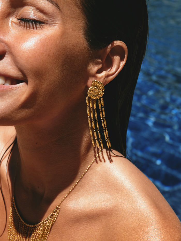 Pendientes Zafira Shells Acero Baño Oro
