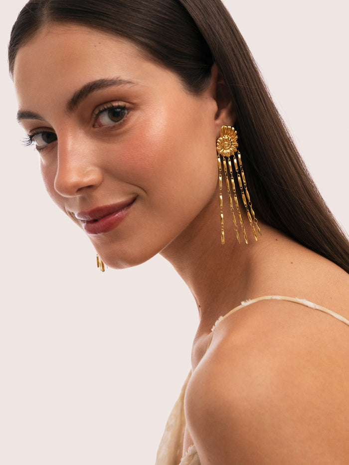 Pendientes Zafira Shells Acero Baño Oro