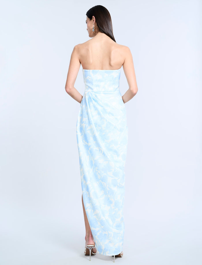 Pleat Bodice Wrap Skirt Gown