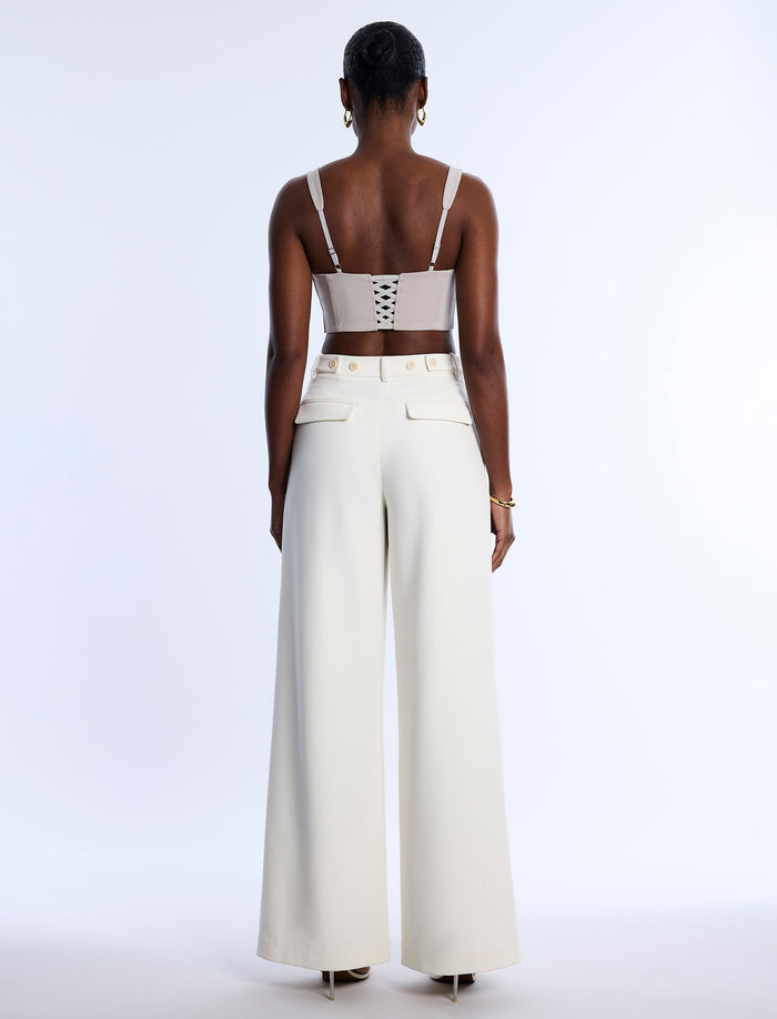 Pleat Front Wide Leg Pant