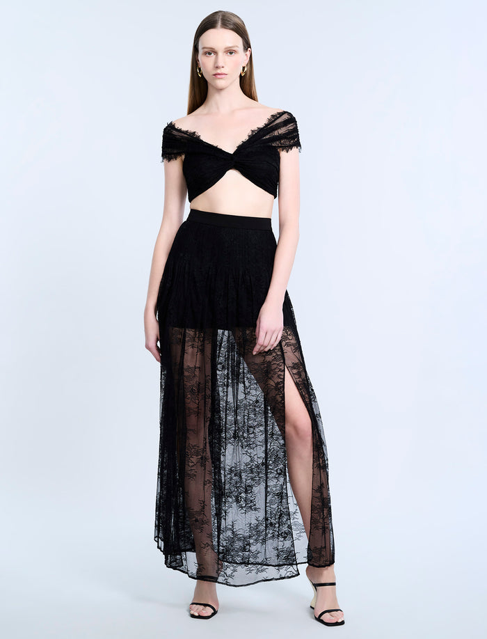Pleated Lace Skirt