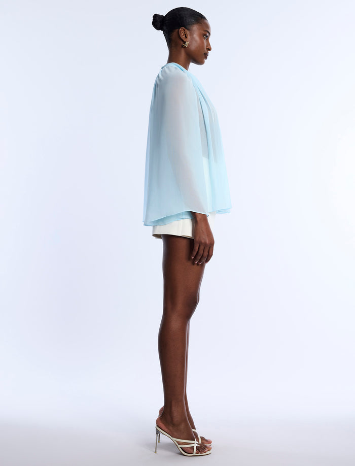 Pleated Sheer Blouse