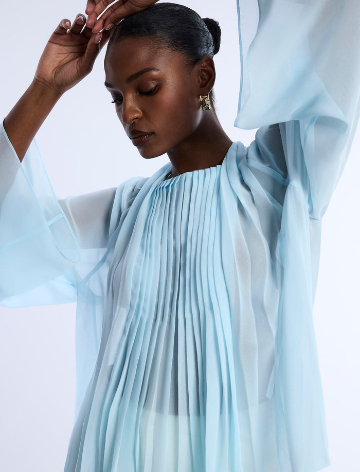 Pleated Sheer Blouse