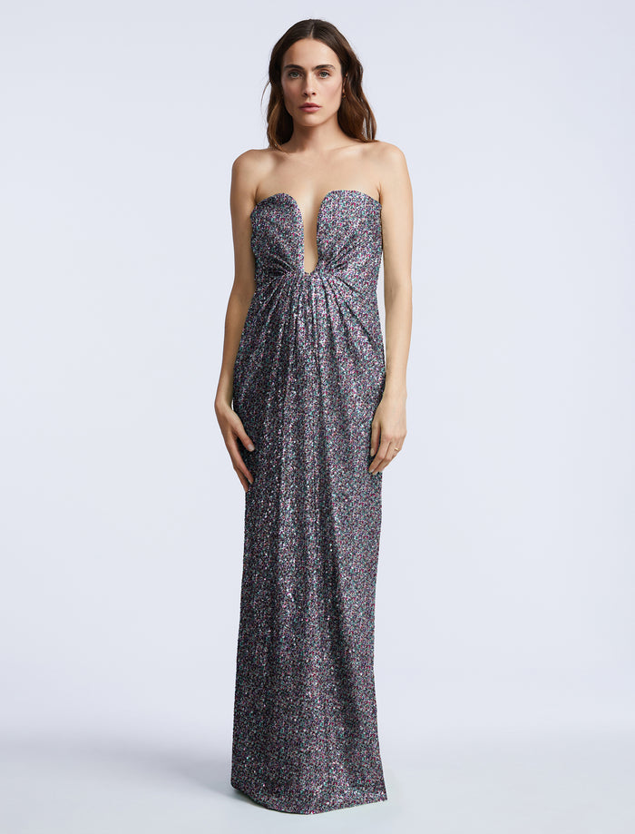 Plunging U Neckline Gown