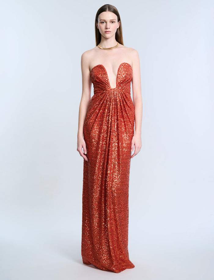 Plunging U Neckline Gown
