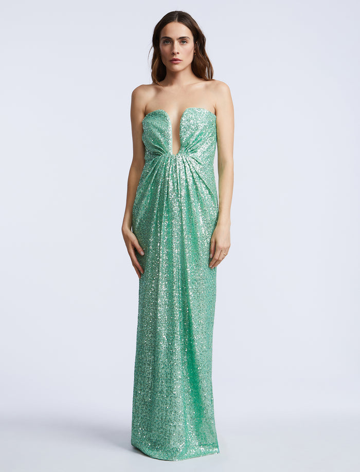 Plunging U Neckline Gown