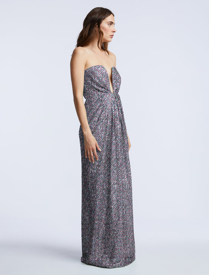 Plunging U Neckline Gown