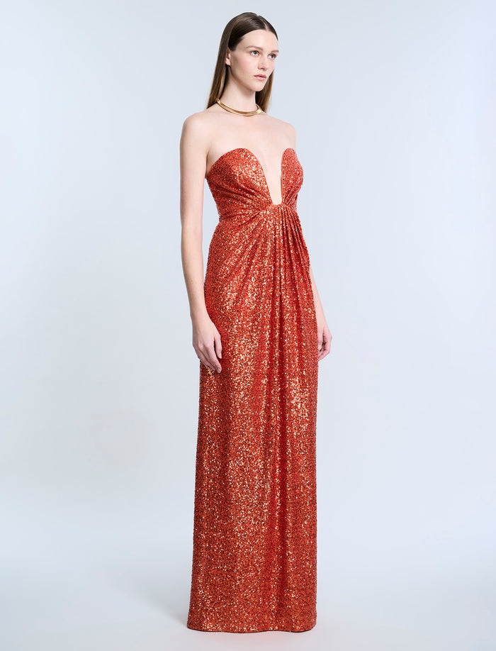 Plunging U Neckline Gown