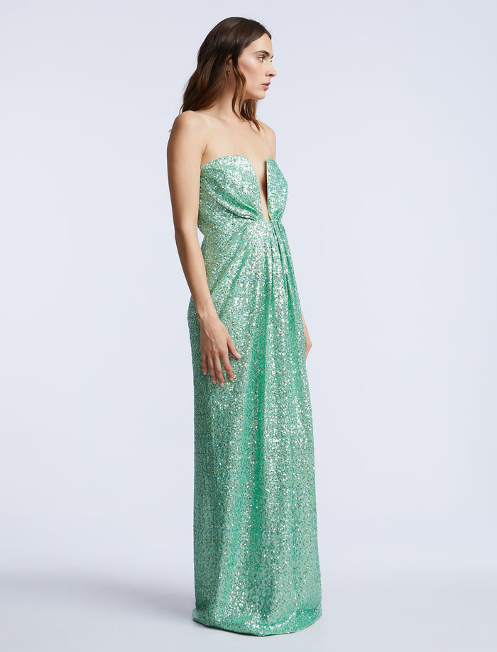 Plunging U Neckline Gown