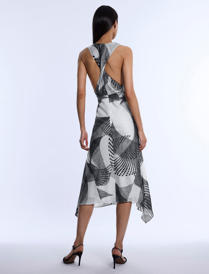 Printed Cowl Halter Dress
