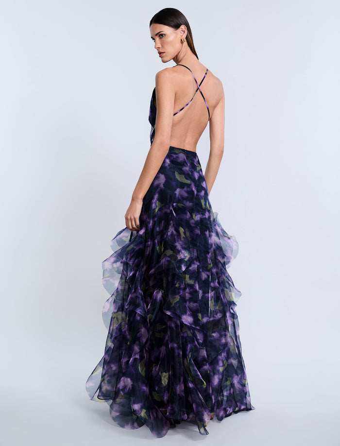 Printed Organza Gown