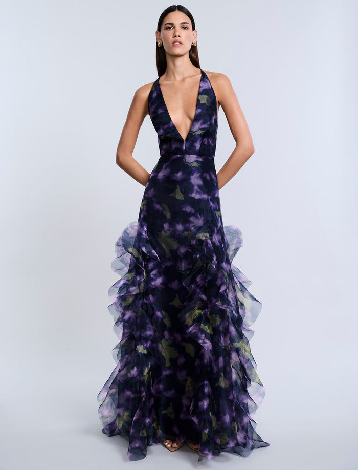 Printed Organza Gown