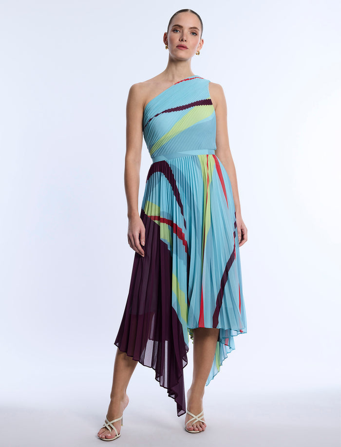 Printed Pleated Dress