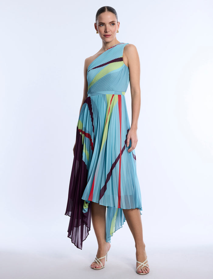 Printed Pleated Dress