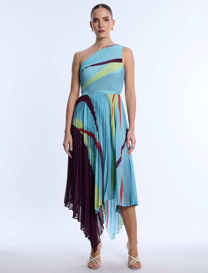 Printed Pleated Dress