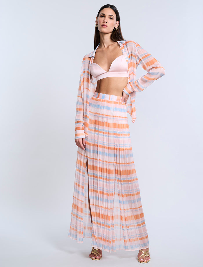 Printed Pleated Skirt