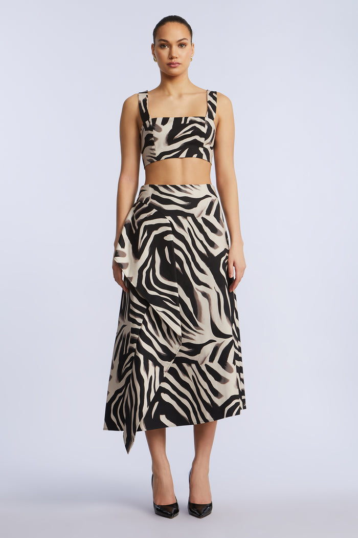 Printed Side Panel Midi Skirt