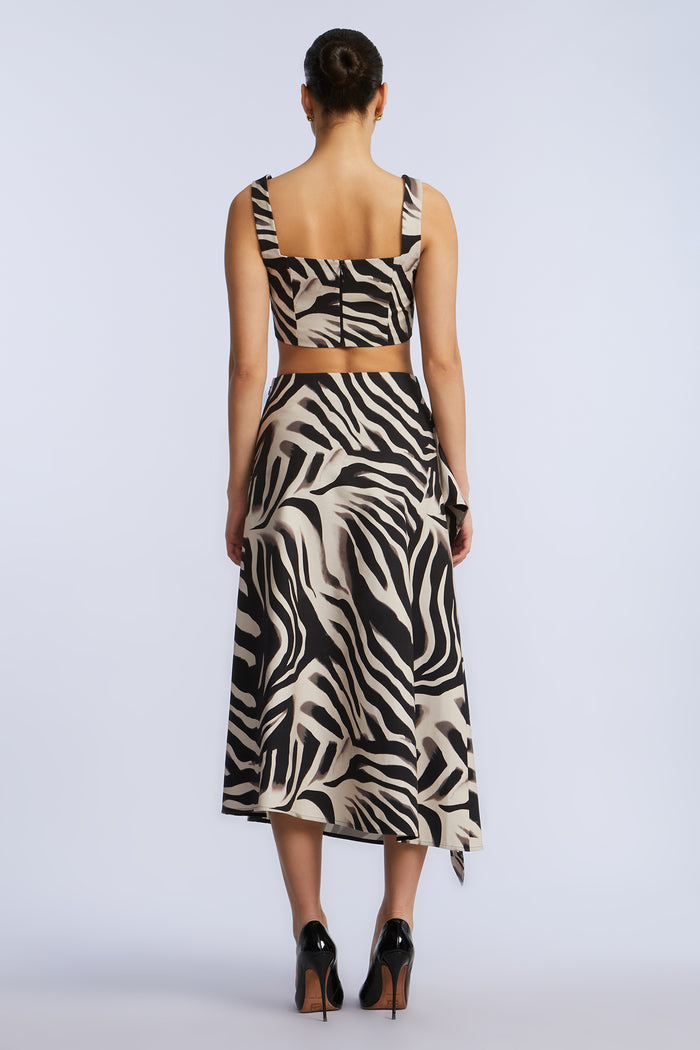 Printed Side Panel Midi Skirt