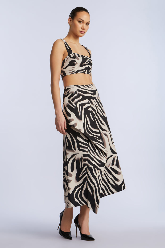 Printed Side Panel Midi Skirt