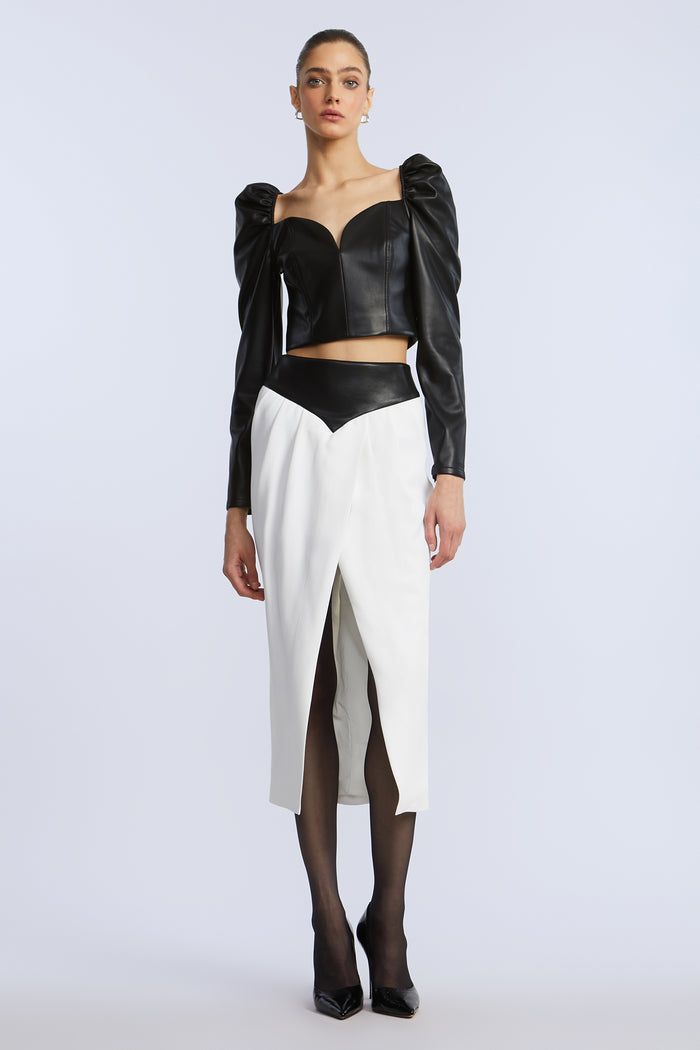 Puff Sleeve Leather Top