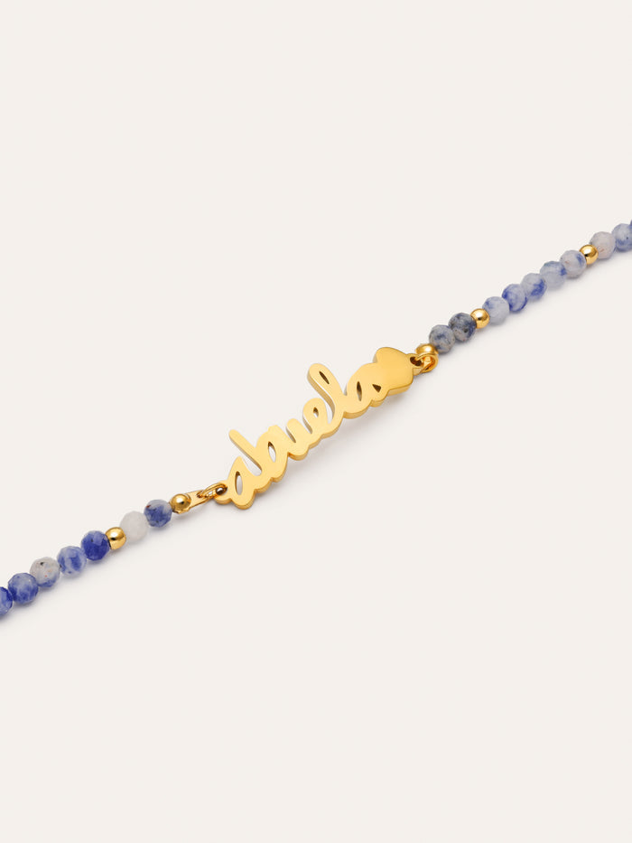 Pulsera Abuela Heart Cianita Acero Baño Oro