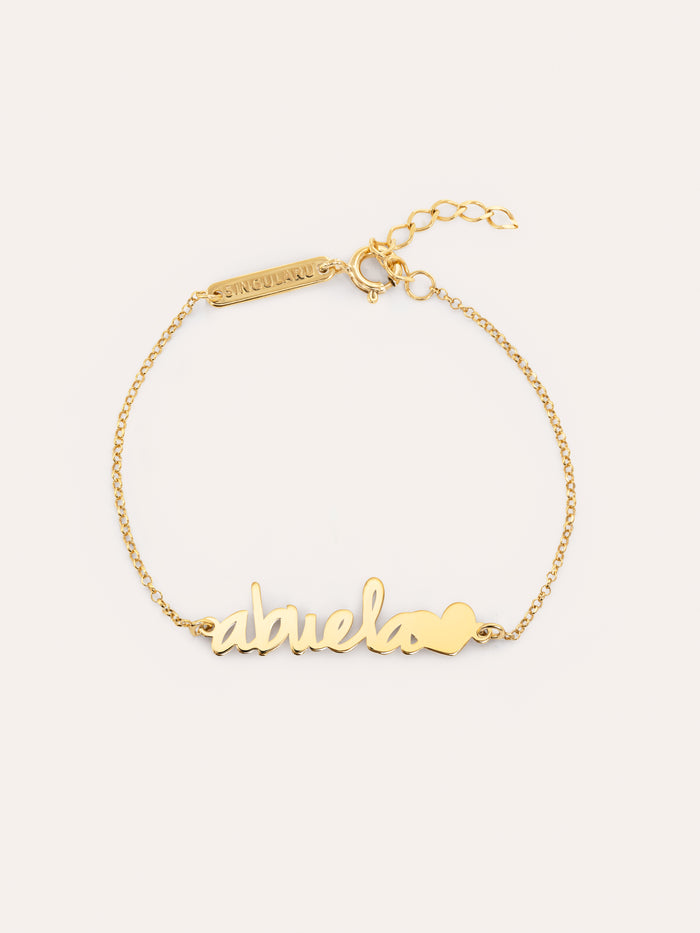 Pulsera Abuela Heart Plata Baño Oro