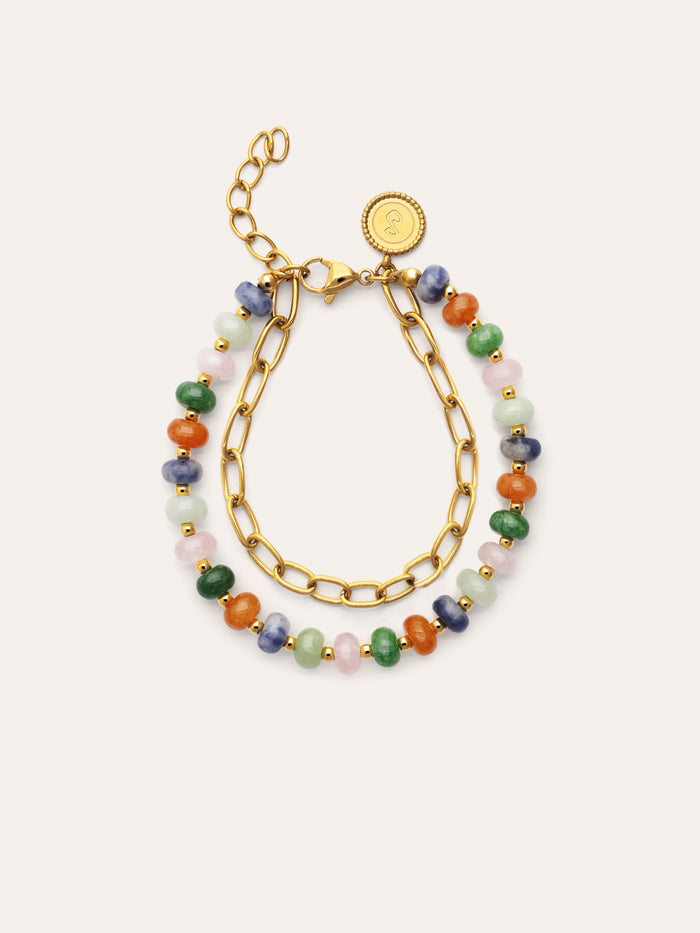 Pulsera Alpine Stones Acero Baño Oro