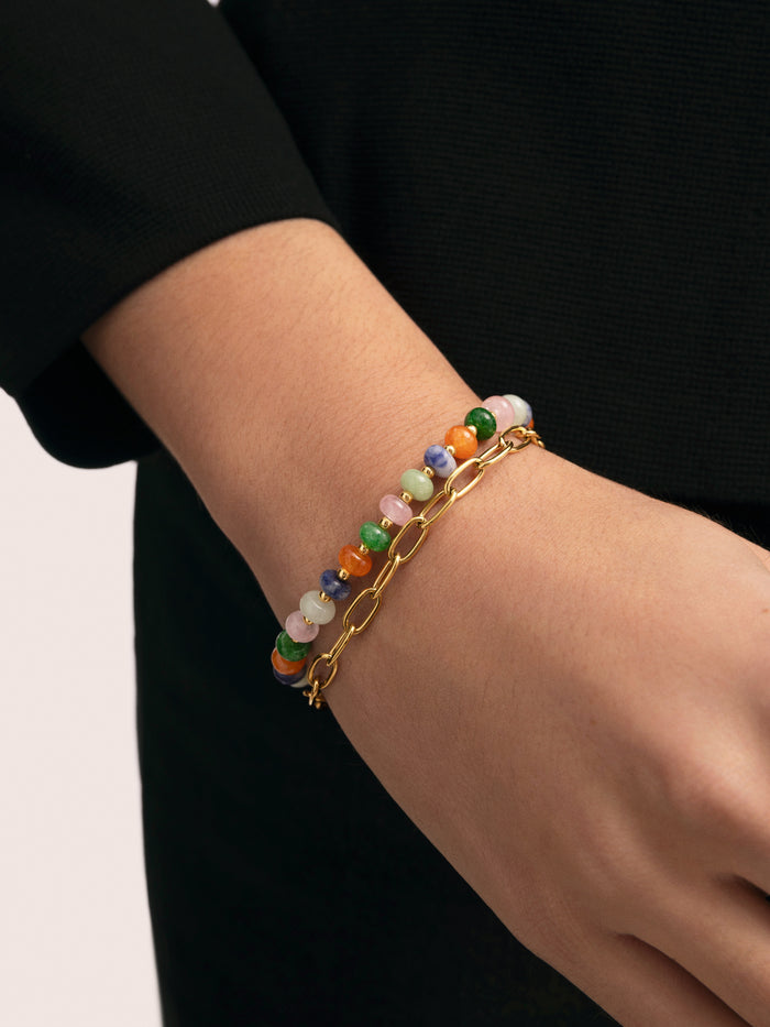 Pulsera Alpine Stones Acero Baño Oro