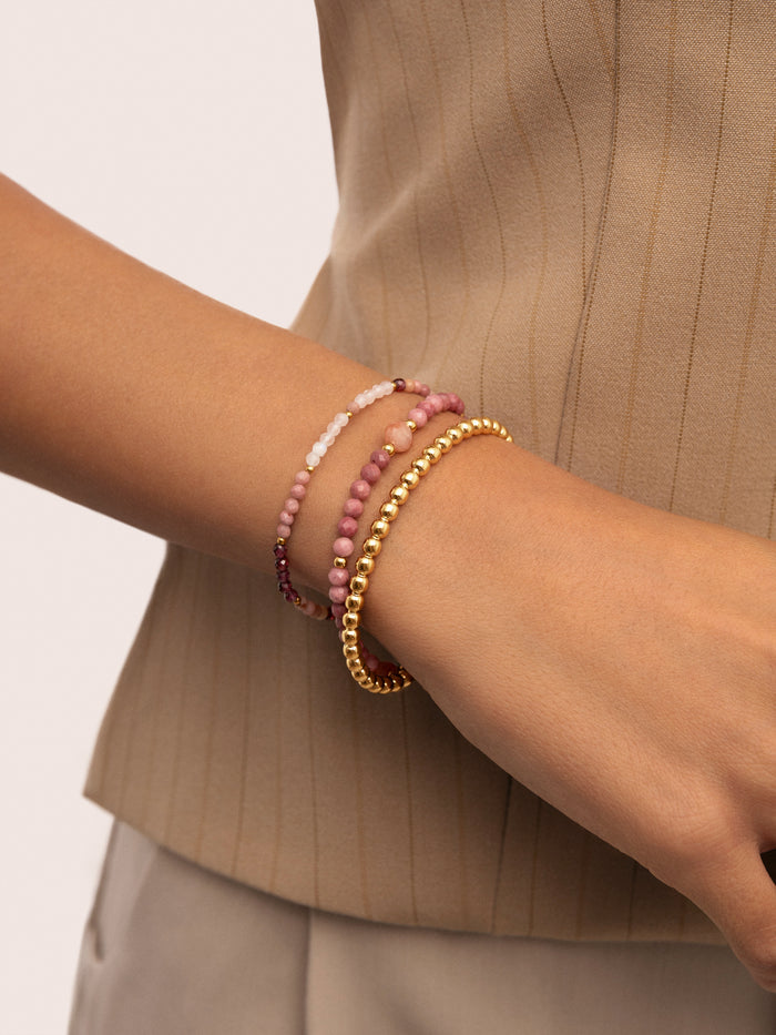 Pulsera Amulet Rodocrosita Acero Baño Oro