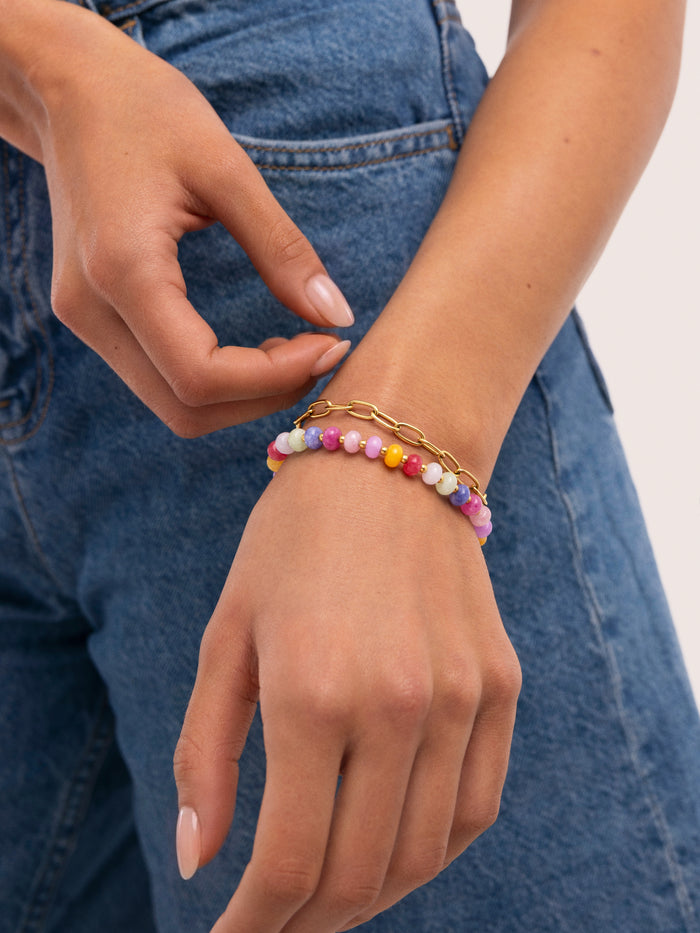 Pulsera Bali Chic Stones Acero Baño Oro