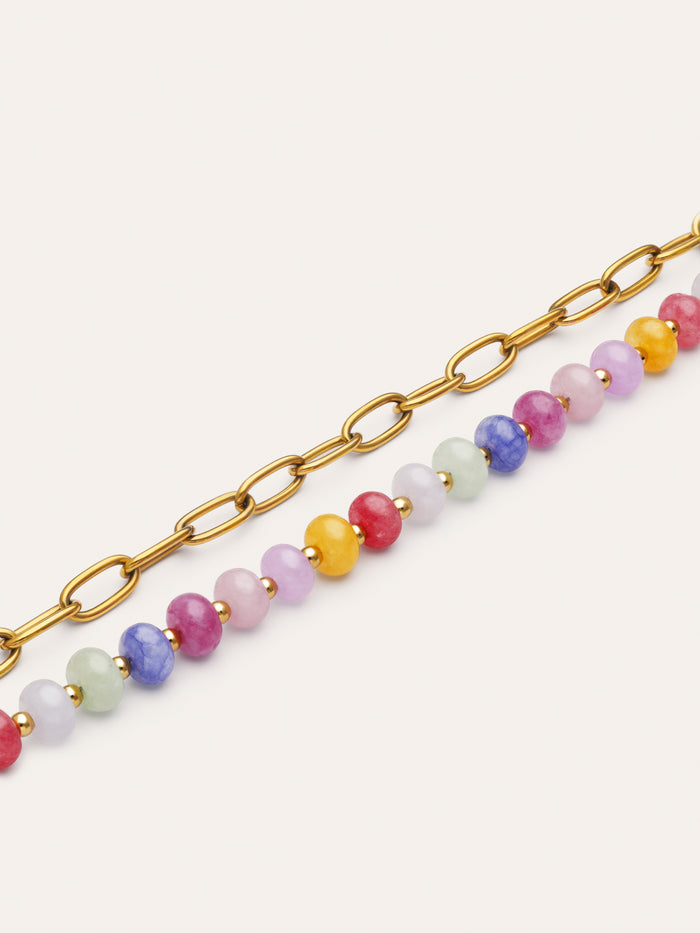 Pulsera Bali Chic Stones Acero Baño Oro
